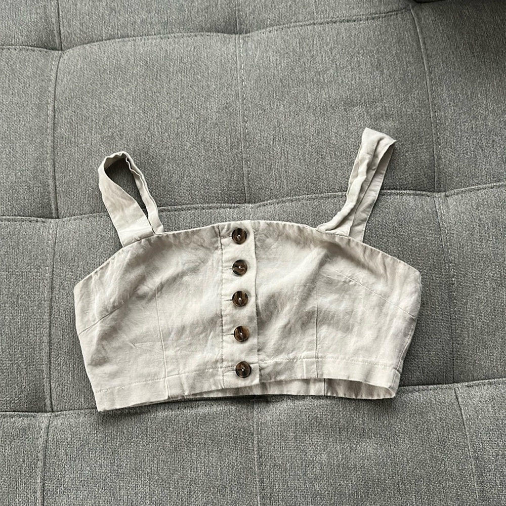 Forever 21 Cream Sleeveless Bustier Crop Top